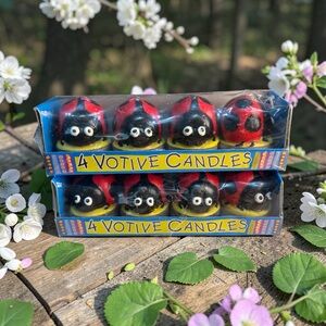 2 Pkgs Ladybug Shaped Votive Candles Tea Lights Whimsical Garden Theme 8 Total